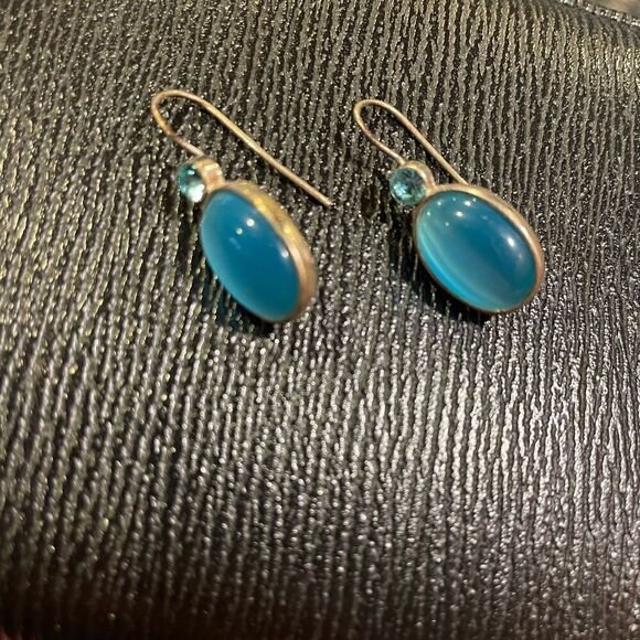 Sterling Blue Tigers Eye Earrings - Picture 9 of 11